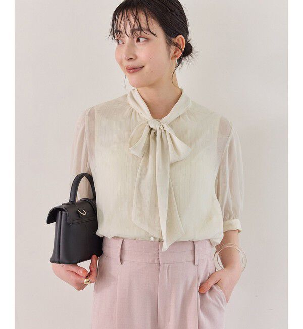 VIS「ラメ楊柳ボウタイブラウス」|シャツ・ブラウス|
