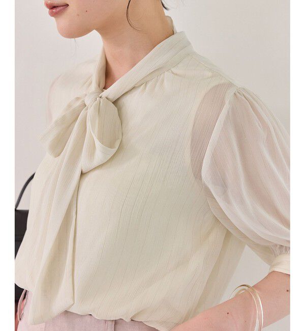 VIS「ラメ楊柳ボウタイブラウス」|シャツ・ブラウス|
