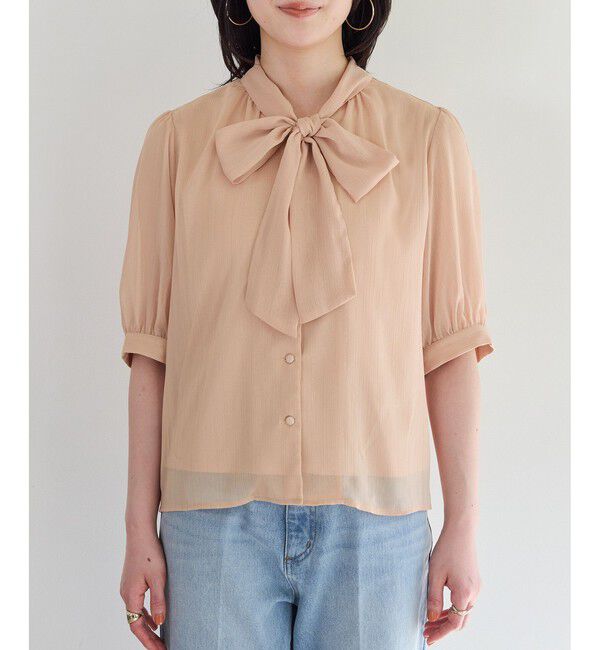 VIS「ラメ楊柳ボウタイブラウス」|シャツ・ブラウス|