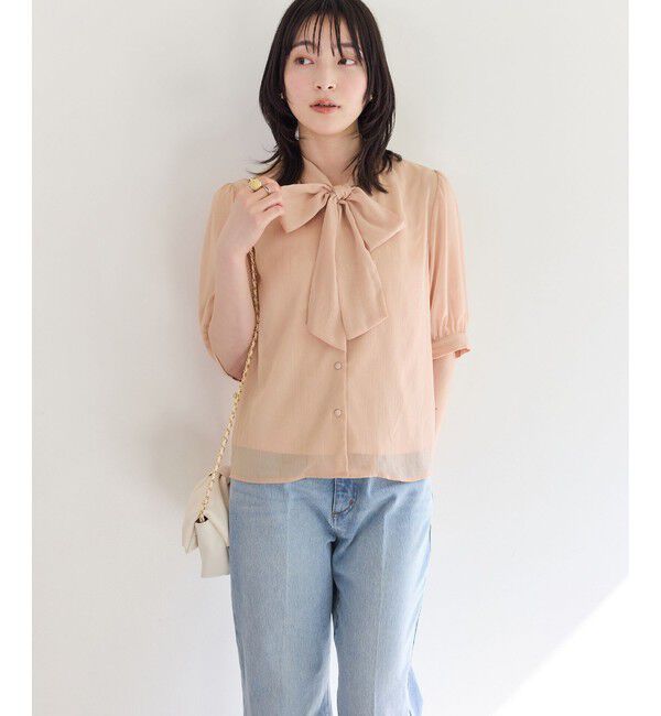 VIS「ラメ楊柳ボウタイブラウス」|シャツ・ブラウス|