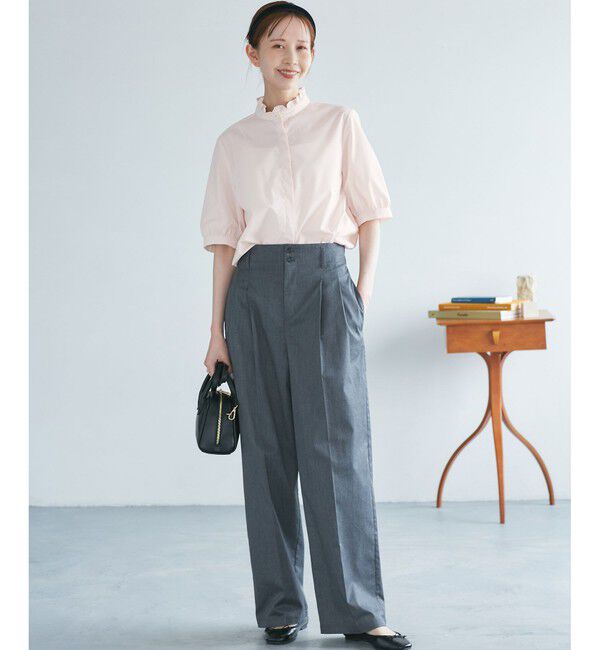 Rope&rsquo;Picnic「【花粉ガード・防シワ】ハーフスリーブフリルシャツ」|シャツ・ブラウス|