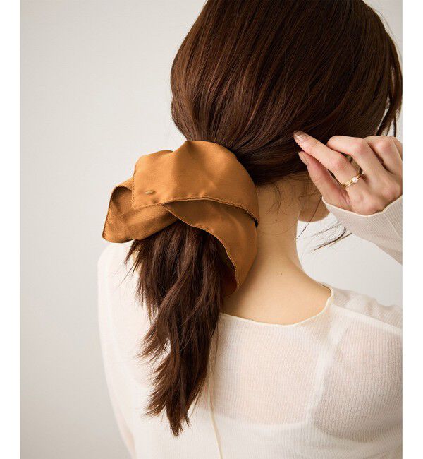 ROPE PICNIC PASSAGE「チャーム付きサテンボリュームスクエアシュシュ」|ヘアゴム・シュシュ|