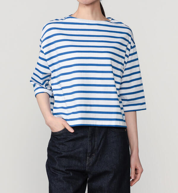 ORCIVAL「ORCIVAL | コットンレジェ ボートネック ボーダーTシャツ WOMEN」|Tシャツ・カットソー|BLUE系1
