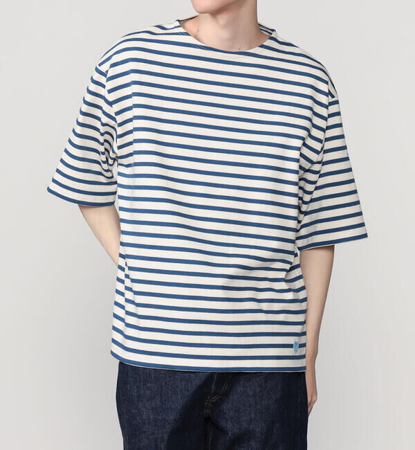 ORCIVAL「ORCIVAL | コットンロード クルーネック 半袖バスクシャツ MEN」|Tシャツ・カットソー|BLUE系1