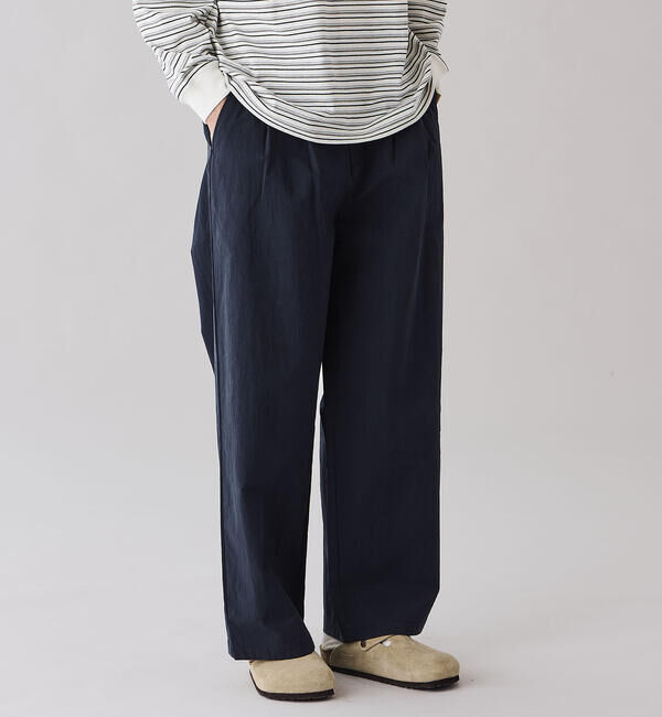 DANTON「DANTON | コットンナイロンツイル 2タックワイドイージーパンツ MEN」|チノ|NAVY