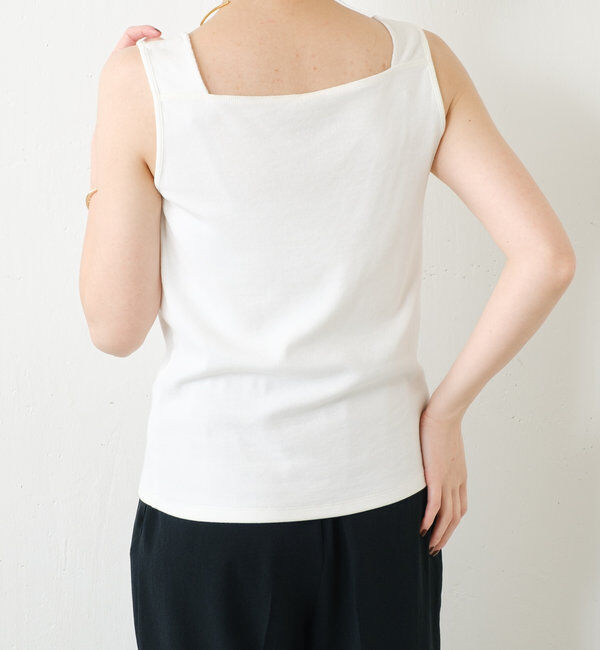  「 シアー切り替えスクエアタンクトップ」|Tシャツ・カットソー|