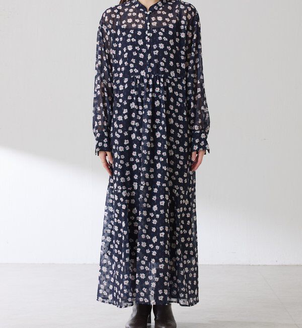  「	小花柄ラメシフォンワンピース」|ワンピース|