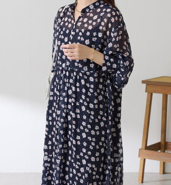  「	小花柄ラメシフォンワンピース」|ワンピース|