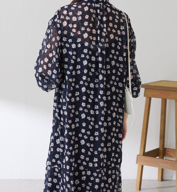  「	小花柄ラメシフォンワンピース」|ワンピース|