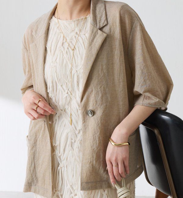  「【冷房/紫外線対策】シアーハーフスリーブジャケット」|ベスト・ジレ|