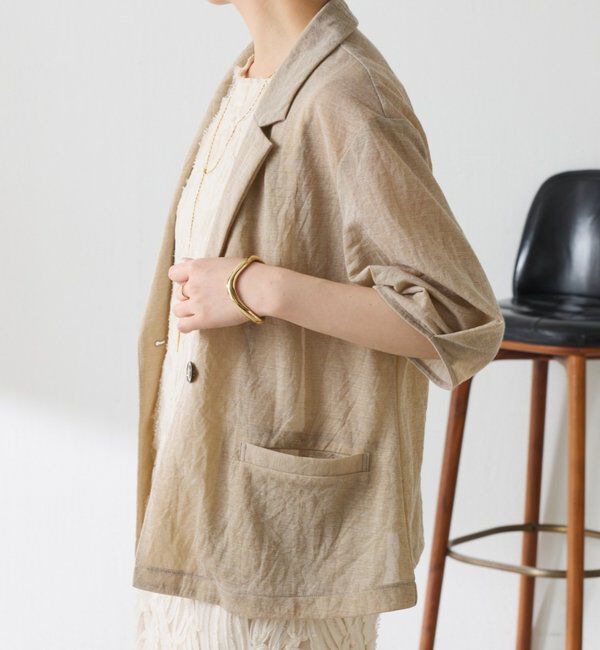  「【冷房/紫外線対策】シアーハーフスリーブジャケット」|ベスト・ジレ|