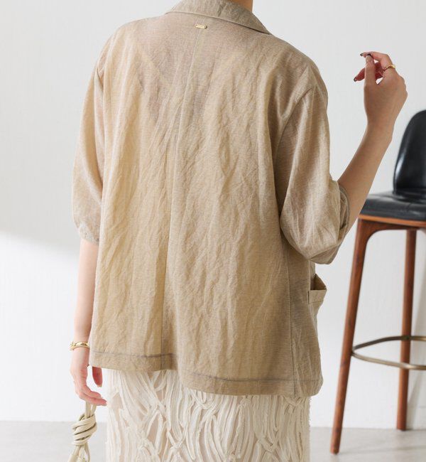  「【冷房/紫外線対策】シアーハーフスリーブジャケット」|ベスト・ジレ|