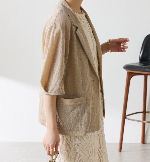  「【冷房/紫外線対策】シアーハーフスリーブジャケット」|ベスト・ジレ|