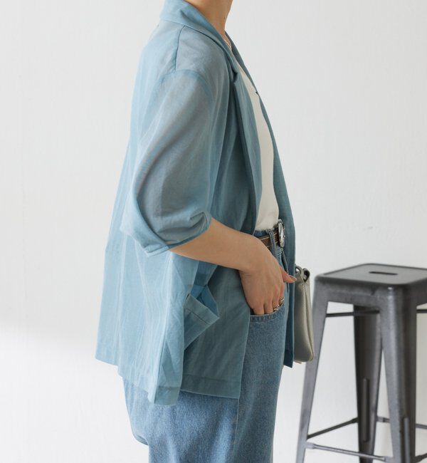  「【冷房/紫外線対策】シアーハーフスリーブジャケット」|ベスト・ジレ|