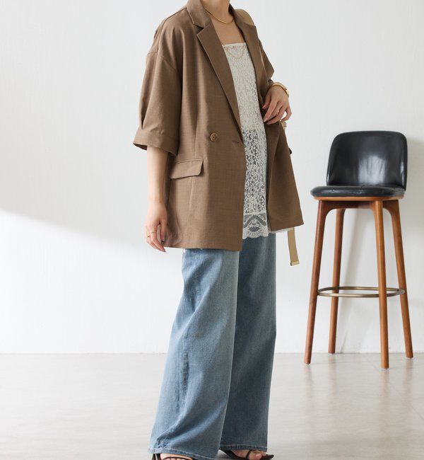  「【冷房/紫外線対策】シアーハーフスリーブジャケット」|ベスト・ジレ|