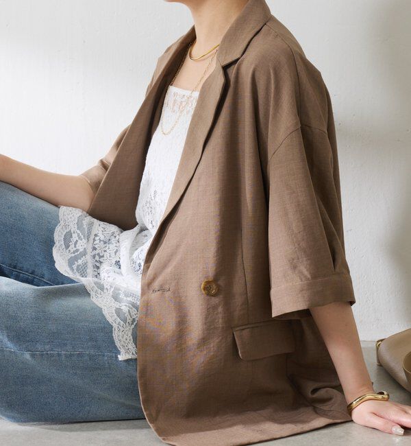  「【冷房/紫外線対策】シアーハーフスリーブジャケット」|ベスト・ジレ|