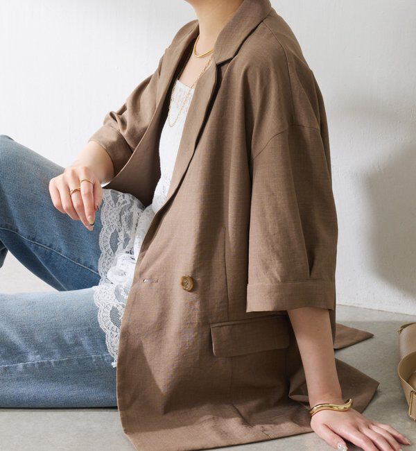  「【冷房/紫外線対策】シアーハーフスリーブジャケット」|ベスト・ジレ|