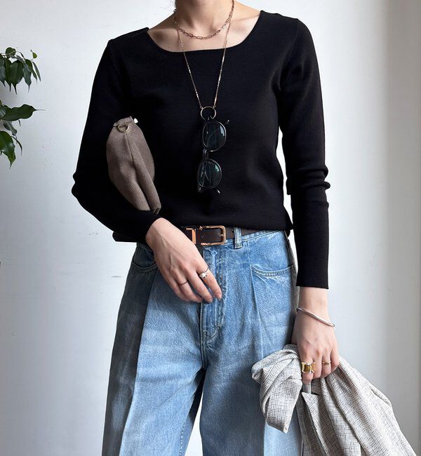  「【REI企画カラーあり】スクエアニットロングスリーブプルオーバー」|ニット・セーター|