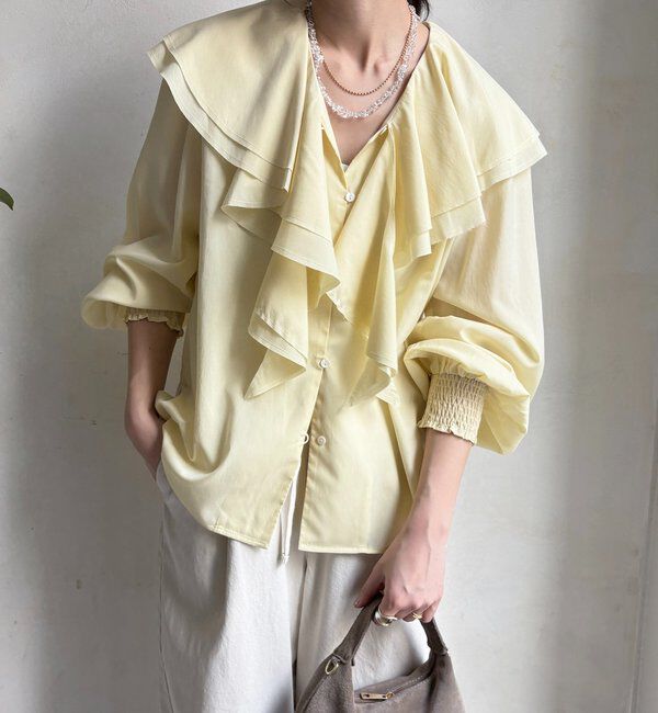  「ラッフルブラウス」|シャツ・ブラウス|イエロー