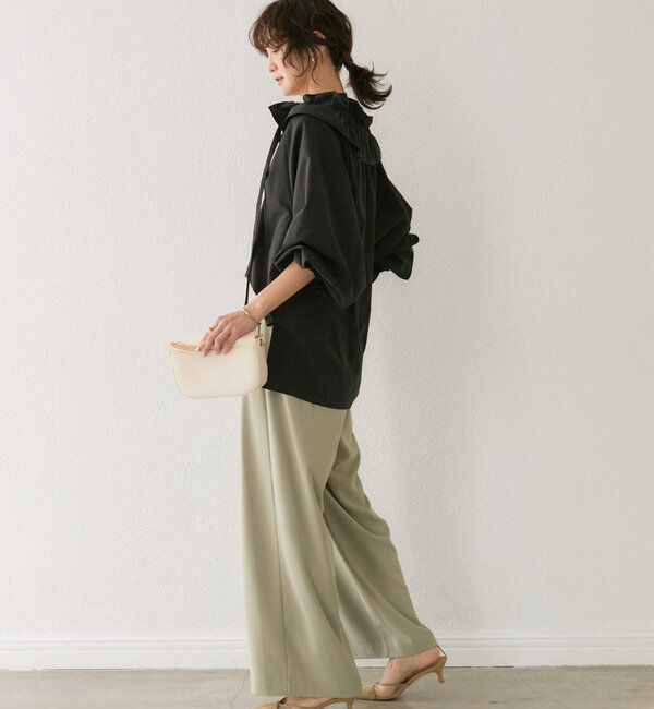  「【ウォッシャブル】【シーズンレスで使える】タックワイドスラックス」|チノ|