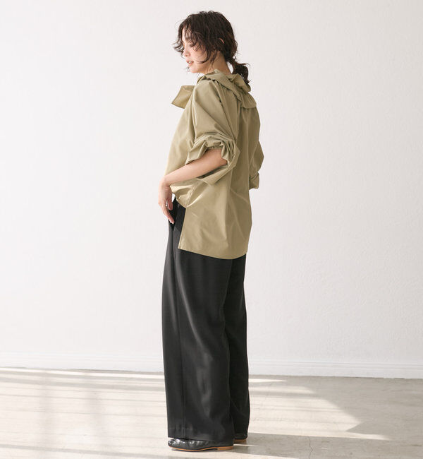  「【ウォッシャブル】【シーズンレスで使える】タックワイドスラックス」|チノ|