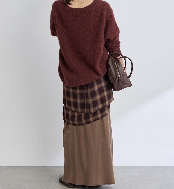  「【抜け感シルエット】ヘアリーウール片畦Vネックニット」|ニット・セーター|