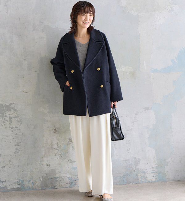  「【抜け感シルエット】ヘアリーウール片畦Vネックニット」|ニット・セーター|