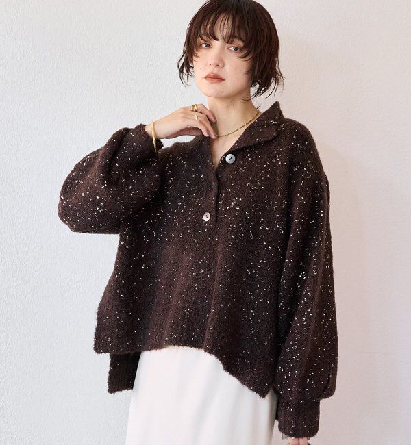  「【キャッチーな編地】ラメノット2wayタートル」|ニット・セーター|