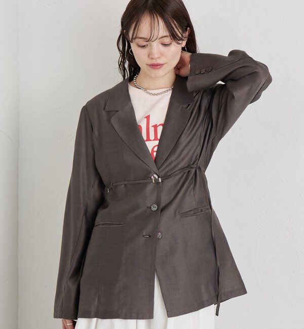  「ベルト付きシアージャケット」|その他|チャコールグレー