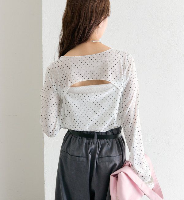  「バックシャンドットチュールロンT」|Tシャツ・カットソー|