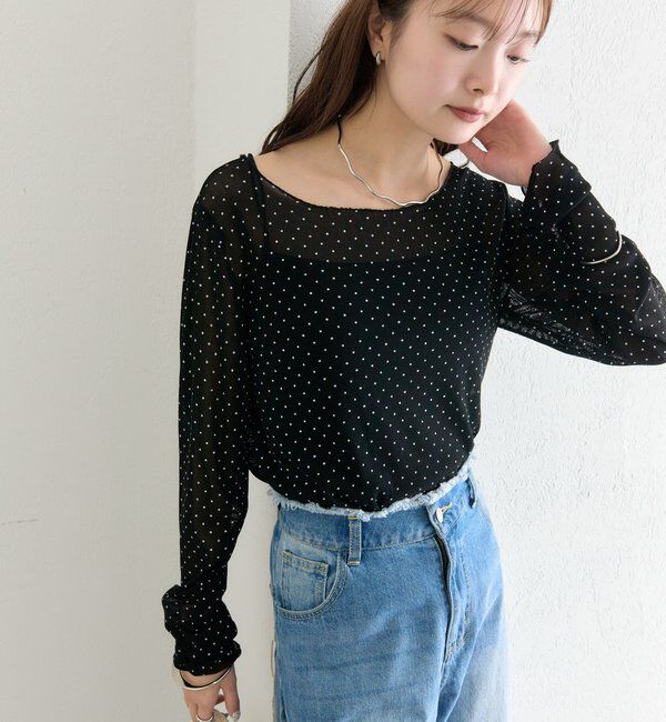  「バックシャンドットチュールロンT」|Tシャツ・カットソー|