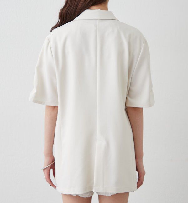  「袖口ギャザー半袖ジャケット」|テーラードジャケット|