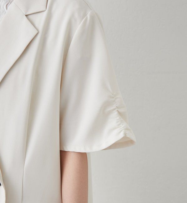  「袖口ギャザー半袖ジャケット」|テーラードジャケット|