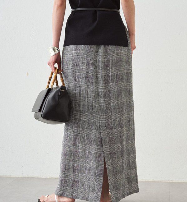  「チェックリネンマキシスカート」|スカート|