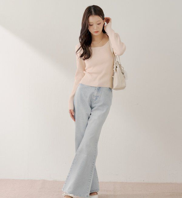  「レースデザインフレアデニム」|デニム|