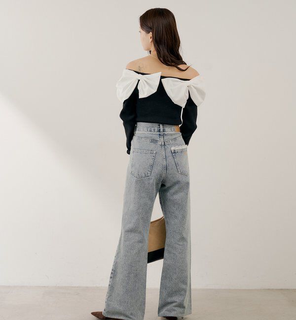  「レースデザインフレアデニム」|デニム|