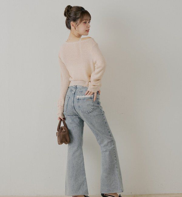  「レースデザインフレアデニム」|デニム|