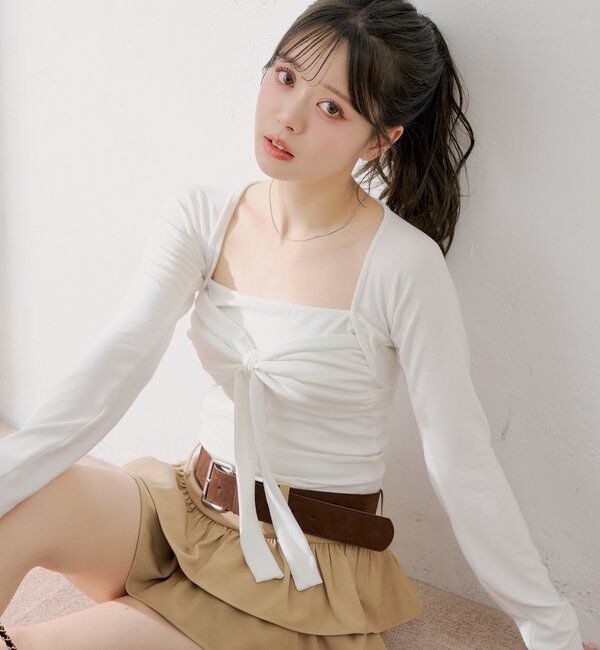  「ボレロ風リボントップス」|Tシャツ・カットソー|アイボリー