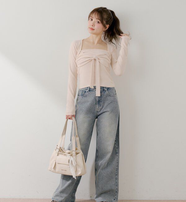  「ボレロ風リボントップス」|Tシャツ・カットソー|