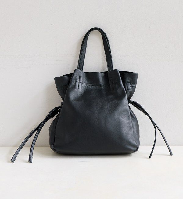  「レザー巾着ショルダーバッグ」|トートバッグ|ブラック