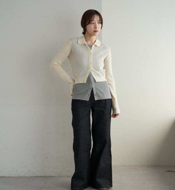  「シアー襟付きニット＆タンクSET」|カーディガン|