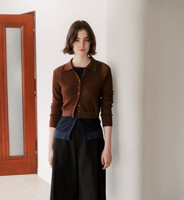  「シアー襟付きニット＆タンクSET」|カーディガン|