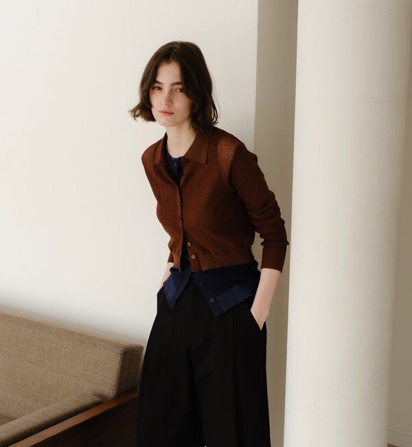  「シアー襟付きニット＆タンクSET」|カーディガン|