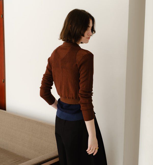  「シアー襟付きニット＆タンクSET」|カーディガン|