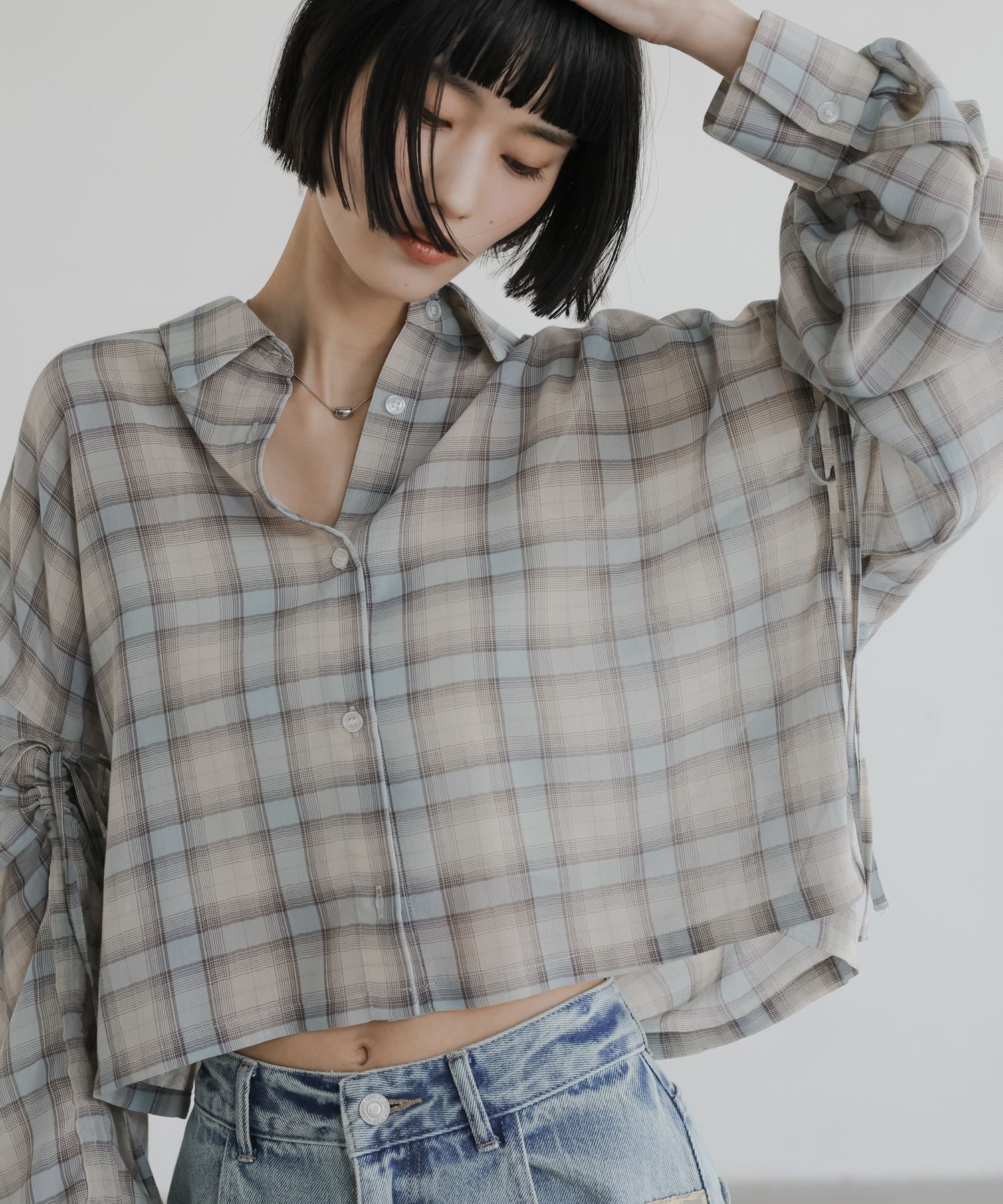 LOWRYS FARM「シアーチェックシャツショート」|シャツ・ブラウス|BLU2