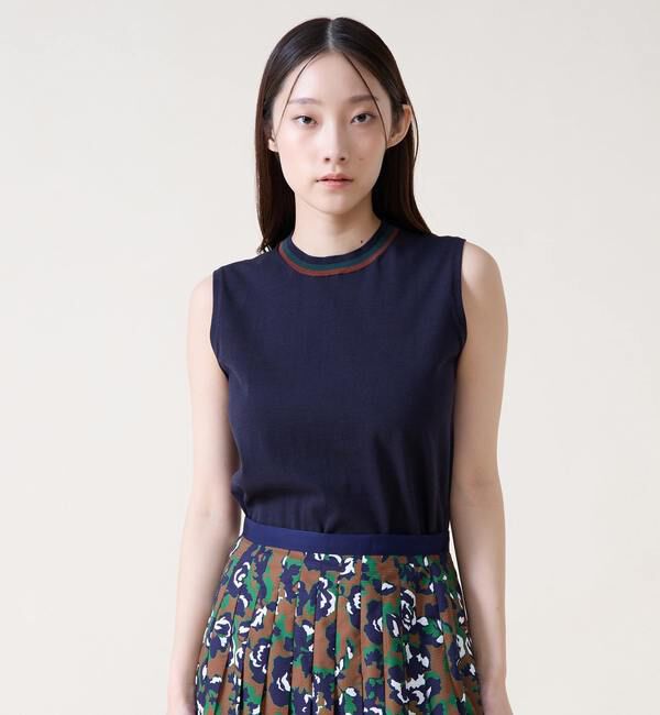 TIARA「トリプルラインスリーブレスニット」|ニット・セーター|ネイビー