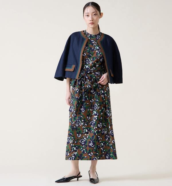 TIARA「カラーブロックジャケット」|ノーカラージャケット|