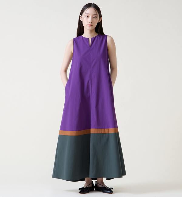TIARA「カラーブロックワンピース」|ワンピース|パープル