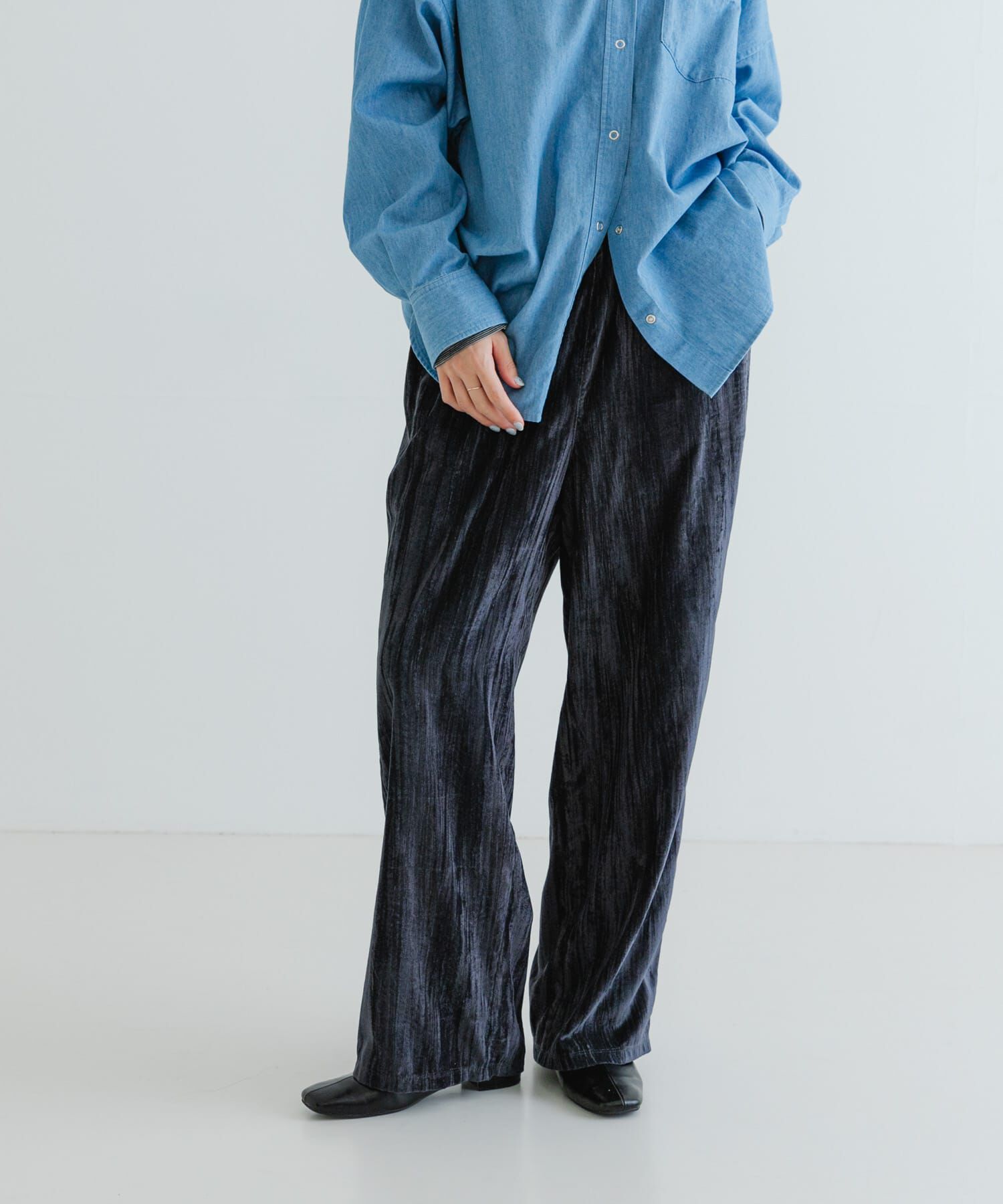 URBAN RESEARCH「クラッシュベロアイージーパンツ」|その他|ネイビー