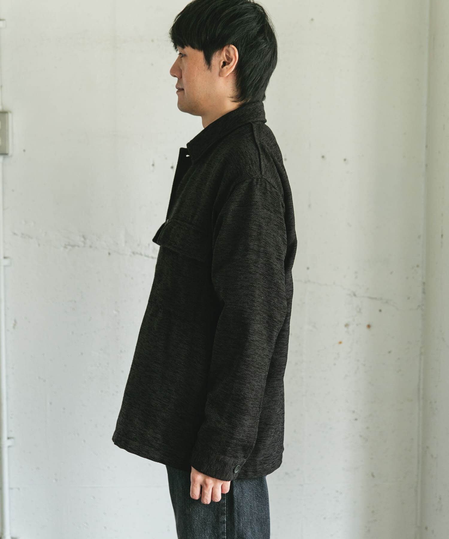 URBAN RESEARCH DOORS「モールシャツジャケット」|ノーカラーコート|